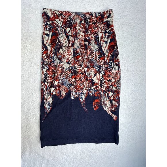 Isabel De Pedro Womens Abstract Print Classic Pencil Skirt Size 2 Navy New $398 - Picture 2 of 8